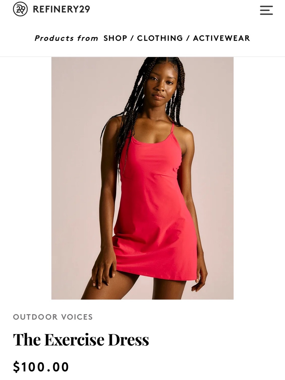 NWT Outdoor Voices The Exercise Dress $100